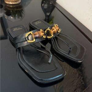 JEFFREY CAMPBELL BORA BORA SANDAL Black leather squared sandal shoes women’s 7.5